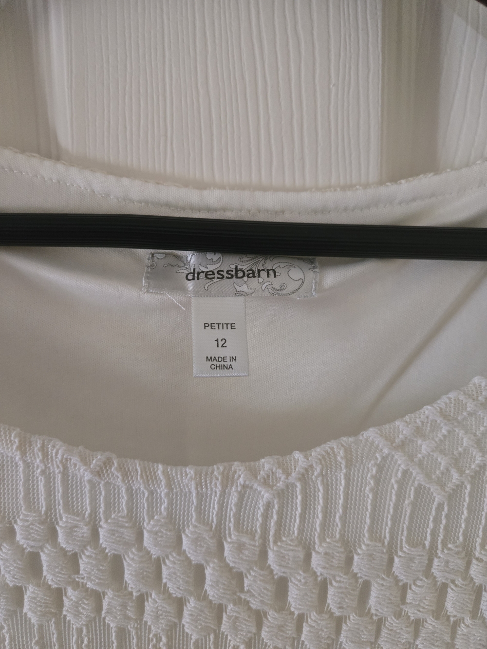 dressbarn White Textured Petite Dress - Size 12